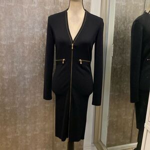 Yves Saint Laurent 100% wool front zipper knit dress, M